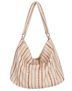 ⁠ ⁠Earthy Striped Oriental Lily Dress and Bag