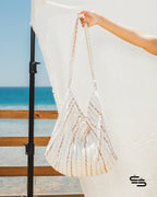 ⁠ ⁠Earthy Striped Oriental Lily Dress and Bag