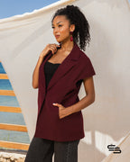 Hibiscus Vest in Burgundy