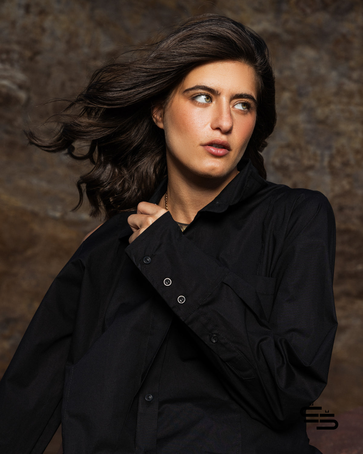 Wild Chicory Shirt Dress in Black