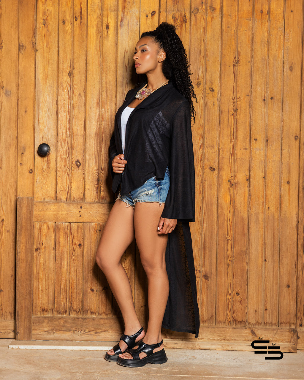⁠Sea Lavender Cardigan in Black