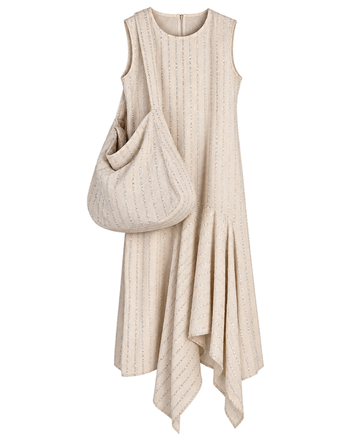 Silver Striped Oriental Lily Dress and Bag